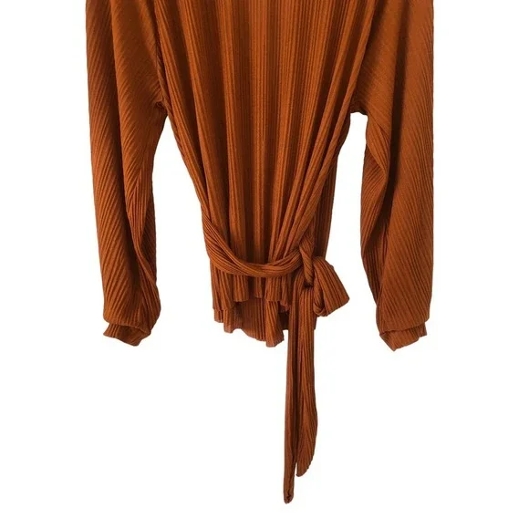 ZARA Basic Scoop V-Neck Wrap Blouse with Waist Bow Tie Size M​​​ - Picture 12 of 16